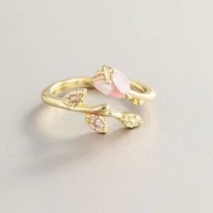 Adjustable Gold Plated Rose Ring